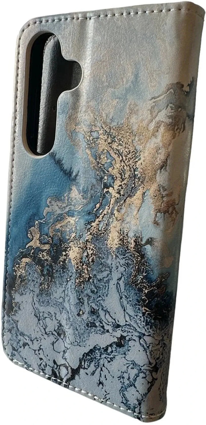 Samsung Galaxy S21 FE Hoesjes – Bookcase Portemonnee – Magneetsluiting – Pasjeshouder – Marmer Print-Ilumina Benelux