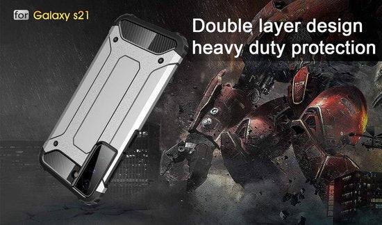 Samsung Galaxy S21 Hoesjes – Heavy Duty Armor Backcover – Schokbestendig – Goud-Ilumina Benelux