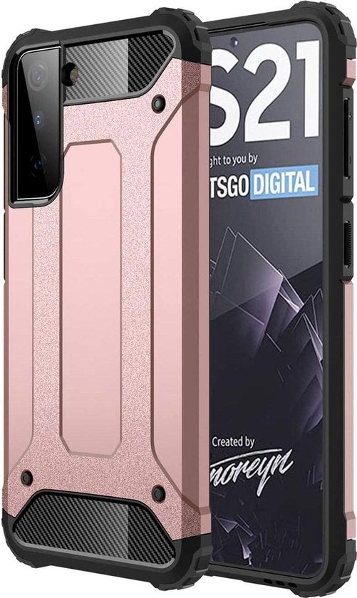 Samsung Galaxy S21 Hoesjes – Heavy Duty Armor Backcover – Schokbestendig – Roségoud-Ilumina Benelux