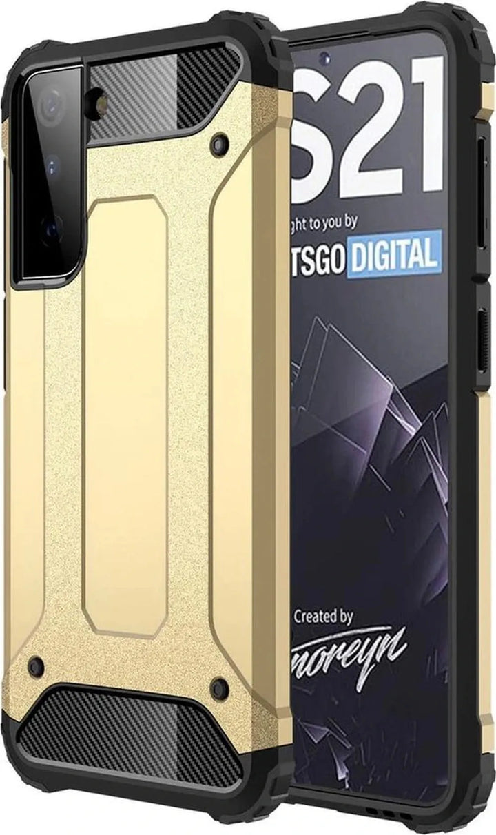 Samsung Galaxy S21 Plus Hoesjes – Armor Hybrid Backcover – Schokbestendig – Goud-Ilumina Benelux
