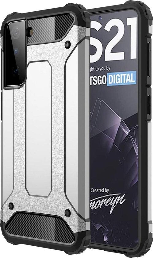 Samsung Galaxy S21 Plus Hoesjes – Heavy Duty Armor Backcover – Schokbestendig – Zilver-Ilumina Benelux