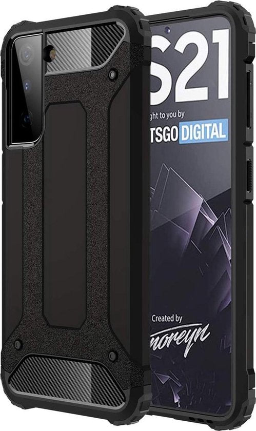 Samsung Galaxy S21 Plus Hoesjes – Heavy Duty Armor Backcover – Schokbestendig – Zwart-Ilumina Benelux