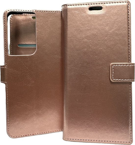 Samsung Galaxy S21 Ultra 5G Hoesjes – Portemonnee Hoes – Pasjeshouder – Magneetsluiting – Roségoud-Ilumina Benelux