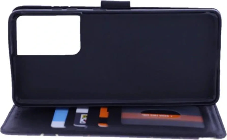 Samsung Galaxy S21 Ultra Hoesjes – Bookcase – Print Air Balloon – Magneetsluiting – Pasjeshouder – Multicolor-Ilumina Benelux
