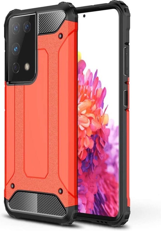 Samsung Galaxy S21 Ultra Hoesjes – Heavy Duty Armor Backcover – Schokbestendig – Rood-Ilumina Benelux