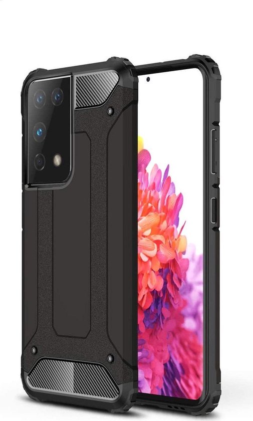 Samsung Galaxy S21 Ultra Hoesjes – Heavy Duty Armor Backcover – Schokbestendig – Zwart-Ilumina Benelux