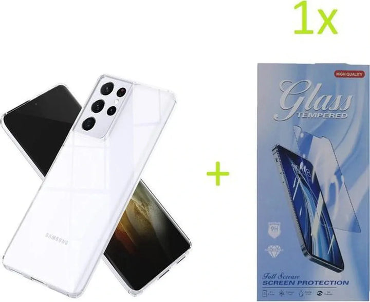 Samsung Galaxy S21 Ultra Hoesjes – Transparante Siliconen Backcover – Soft Case – Inclusief Screenprotector-Ilumina Benelux