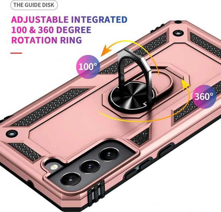 Samsung Galaxy S22 Hoesjes – Ring Armor Backcover – 360° Draaibare Standaard – Magneet – Roségoud-Ilumina Benelux