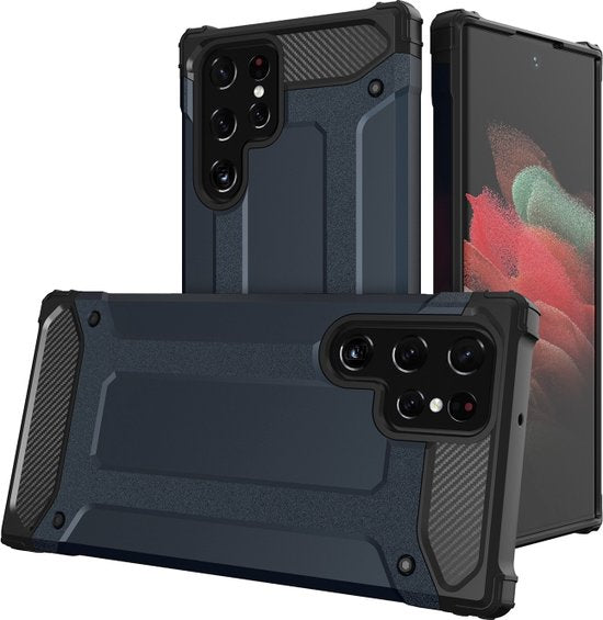 Samsung Galaxy S22 Ultra Hoesjes – Heavy Duty Armor Backcover – Schokbestendig – Blauw-Ilumina Benelux