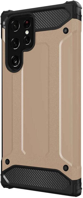 Samsung Galaxy S22 Ultra Hoesjes – Heavy Duty Armor Backcover – Schokbestendig – Extra Bescherming – Goud-Ilumina Benelux