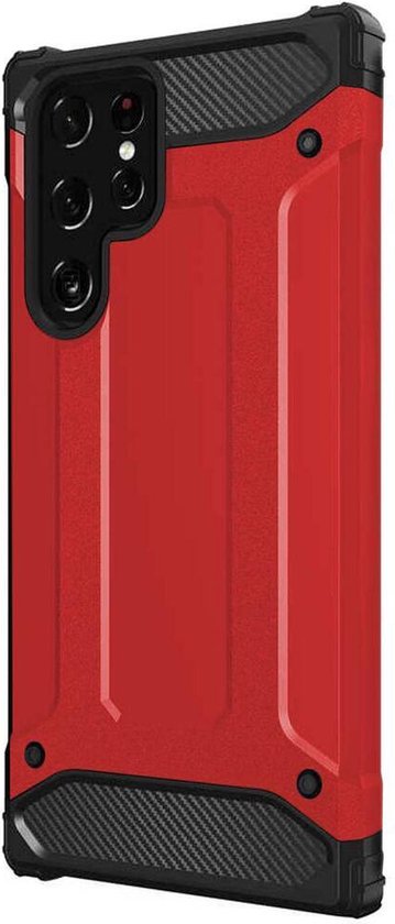 Samsung Galaxy S22 Ultra Hoesjes – Heavy Duty Armor Backcover – Schokbestendig – Rood-Ilumina Benelux
