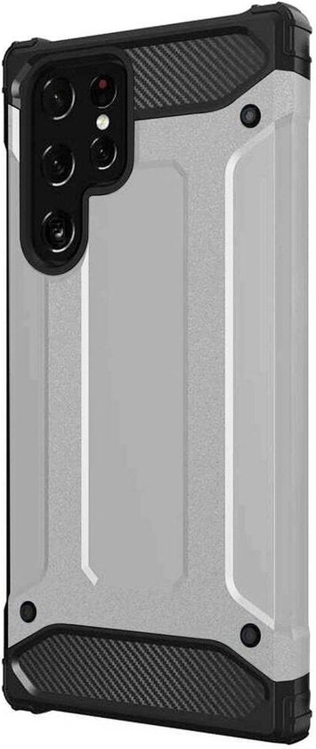 Samsung Galaxy S22 Ultra Hoesjes – Heavy Duty Armor Backcover – Schokbestendig – Zilver-Ilumina Benelux