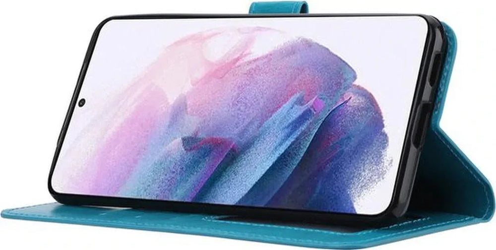 Samsung Galaxy S22 Ultra Hoesjes – Portemonnee Hoes – Magneetsluiting – 2x Gehard Glas Screenprotector – Turquoise-Ilumina Benelux