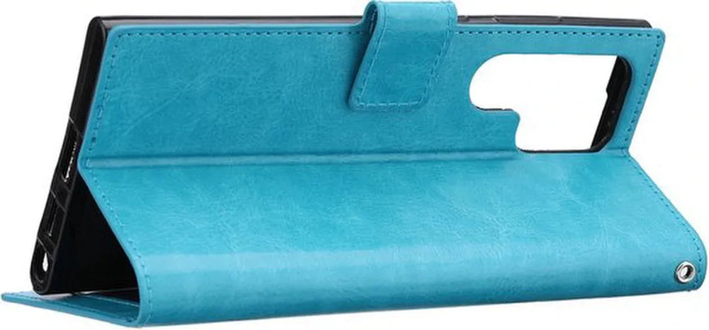 Samsung Galaxy S22 Ultra Hoesjes – Portemonnee Hoes – Magneetsluiting – 2x Gehard Glas Screenprotector – Turquoise-Ilumina Benelux