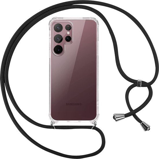 Samsung Galaxy S22 Ultra Hoesjes – Transparante Backcover met Koord – Schokbestendig – Anti-slip – Transparent-Ilumina Benelux
