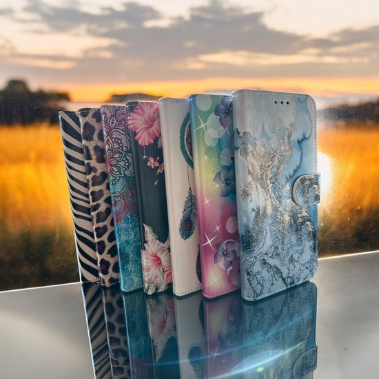 Samsung Galaxy S23 Hoesjes – Bookcase Portemonnee Hoes – Magneetsluiting – Pasjeshouder – Bloemenprint-Ilumina Benelux