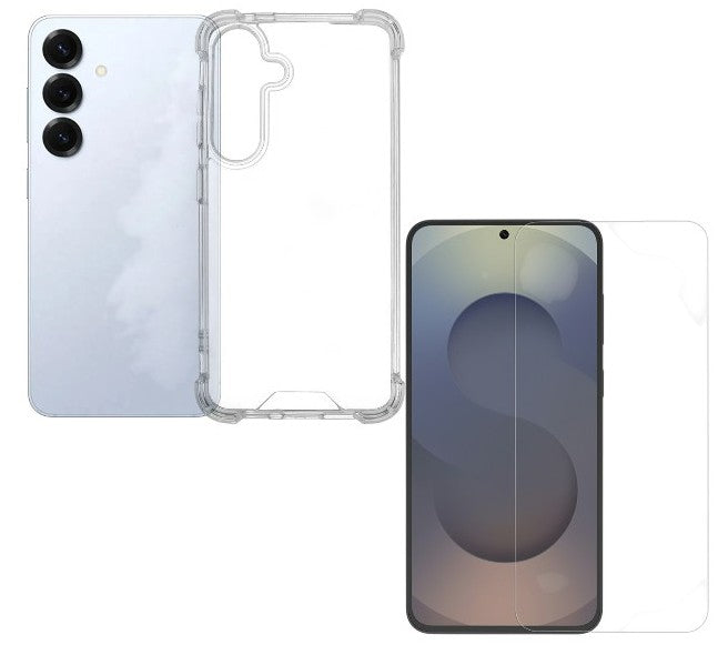 Samsung Galaxy S24 FE/S25 FE Hoesjes – Siliconen Backcover – Schokbestendig – Transparant + 2x Screenprotector-Ilumina Benelux