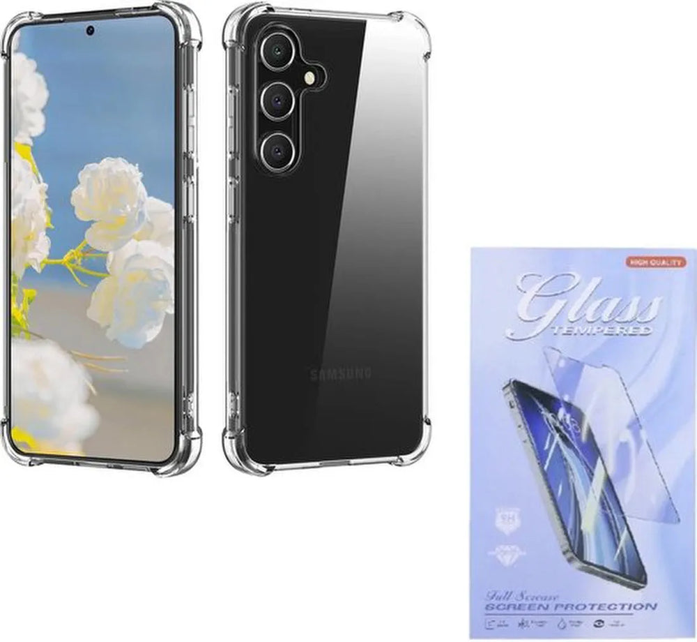 Samsung Galaxy S24 Hoesjes – Siliconen Backcover – Schokbestendig – Transparant – Inclusief 3x Screenprotector-Ilumina Benelux