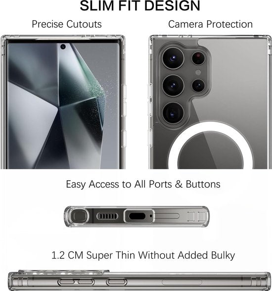 Samsung Galaxy S24 Ultra Hoesjes – Doorzichtige Backcover – MagSafe Compatibel – Magnetisch – Transparant-Ilumina Benelux