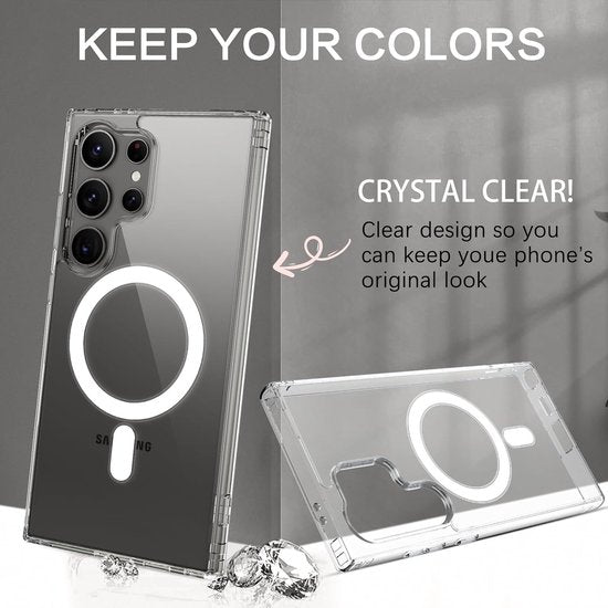 Samsung Galaxy S24 Ultra Hoesjes – Doorzichtige Backcover – MagSafe Compatibel – Magnetisch – Transparant-Ilumina Benelux
