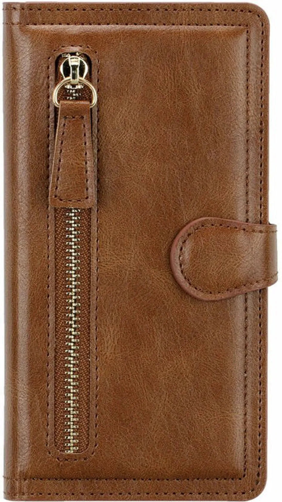Samsung Galaxy S24 Ultra Hoesjes – Portemonnee Flipcover met Ritssluiting – Magneetsluiting – 5 Pasjeshouder – Donkerbruin-Ilumina Benelux
