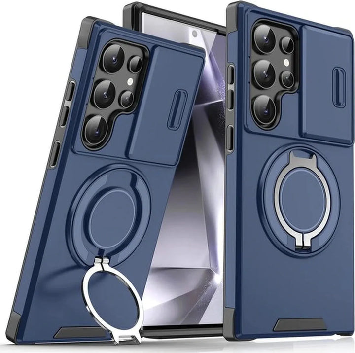Samsung Galaxy S25 Ultra Hoesjes – MagSafe Hybrid Backcover met Ringstandaard – Schokbestendig – Blauw-Ilumina Benelux