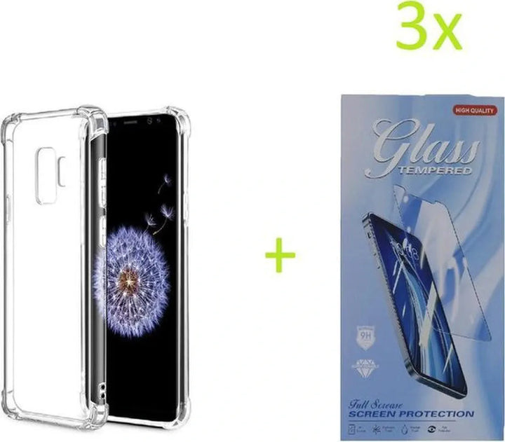 Samsung Galaxy S9 Hoesjes – Siliconen Backcover – Schokbestendig Bumper – Transparant – Inclusief 3x Screenprotector-Ilumina Benelux