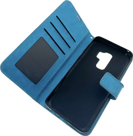 Samsung Galaxy S9 Plus Hoesjes – Portemonnee Hoes – Pasjeshouder – Magneetsluiting – Turquoise-Ilumina Benelux