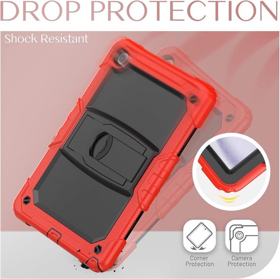 Samsung Galaxy Tab A9 Hoesjes – Schokbestendige Tablethoes – Penhouder – Ingebouwde Screenprotector & Standaard – Rood-Ilumina Benelux