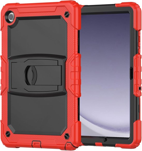 Samsung Galaxy Tab A9 Hoesjes – Schokbestendige Tablethoes – Penhouder – Ingebouwde Screenprotector & Standaard – Rood-Ilumina Benelux