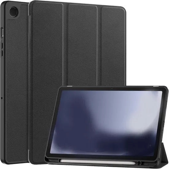 Samsung Galaxy Tab A9+ Hoesjes – Smart Cover Tri-Fold Stand – Pencil Houder – Auto Wake/Sleep – TPU Backcase – Zwart-Tablethoesjes-Ilumina Benelux