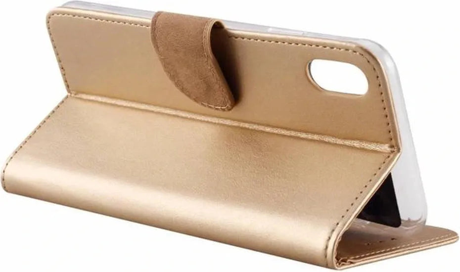 Samsung Galaxy Xcover 5 Hoesjes – Portemonnee Hoes – Pasjeshouder – Magneetsluiting – Goud-Ilumina Benelux