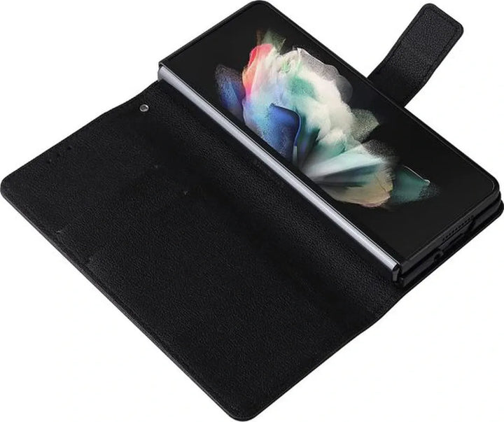 Samsung Galaxy Z Fold4 Hoesjes – Bookcase Portemonnee Hoes – Pasjeshouder – Magneetsluiting – Zwart-Ilumina Benelux