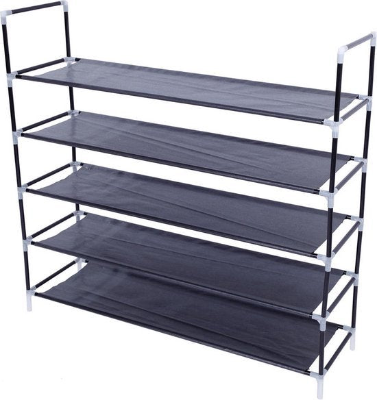 Schoenenrek 5 lagen – Opbergsysteem – Voor 30 paar schoenen – Stevig metalen rek – Zwart-Schoenenrek-Ilumina Benelux