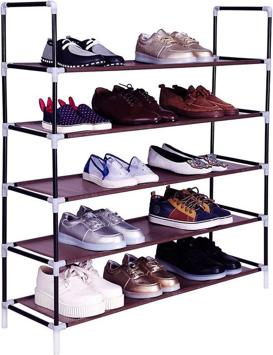 Schoenenrek 5 lagen – Opbergsysteem – Voor 30 paar schoenen – Stevig metalen rek – Zwart-Schoenenrek-Ilumina Benelux