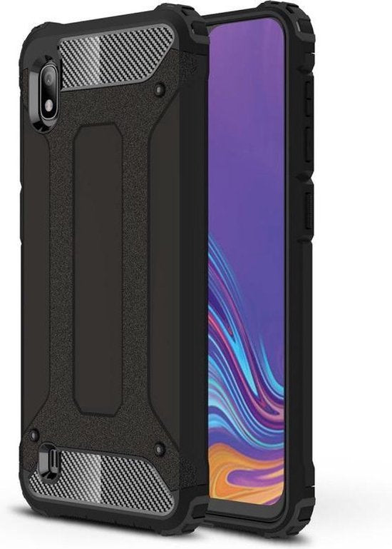 Schokbestendig Heavy Duty Armor Hoesje Geschikt voor: Samsung Galaxy A01 Back Cover - Zwart-Ilumina Benelux