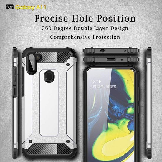Schokbestendig Heavy Duty Armor Hoesje Geschikt voor: Samsung Galaxy A11 Back Cover - Goud-Ilumina Benelux