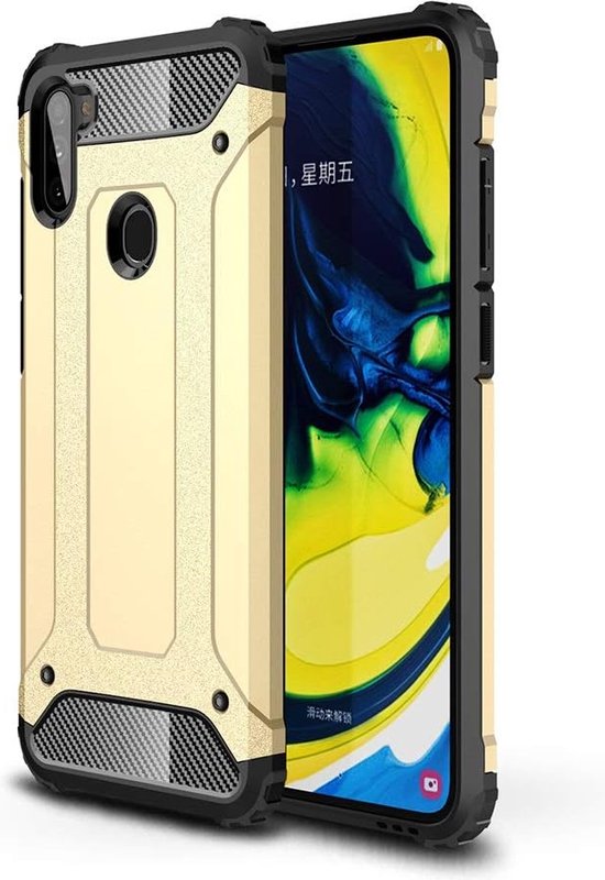 Schokbestendig Heavy Duty Armor Hoesje Geschikt voor: Samsung Galaxy A11 Back Cover - Goud-Ilumina Benelux