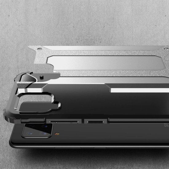 Schokbestendig Heavy Duty Armor Hoesje Geschikt voor: Samsung Galaxy A22 5G Back Cover - Zwart-Ilumina Benelux