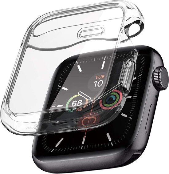 Screenprotector – Geschikt voor Apple Watch Series 4/5/6/SE 44mm – TPU siliconen cover – Full cover – Transparant-Smartwatchscreenprotector-Ilumina Benelux