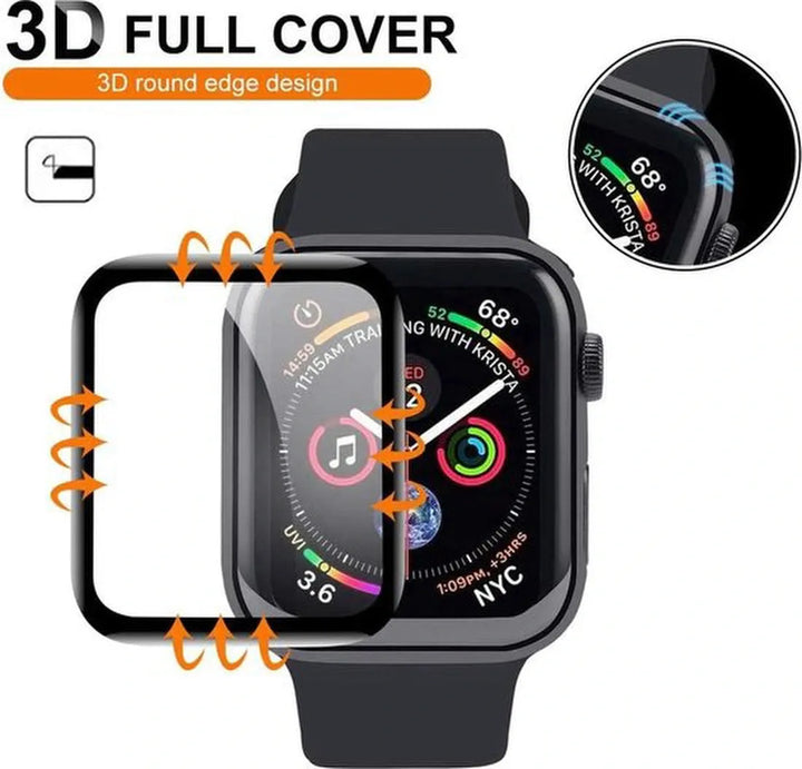 Screenprotector – Geschikt voor Apple Watch Series 7 41mm – Full Cover – Anti-kras – 3-Pack – Transparant-Smartwatchscreenprotector-Ilumina Benelux