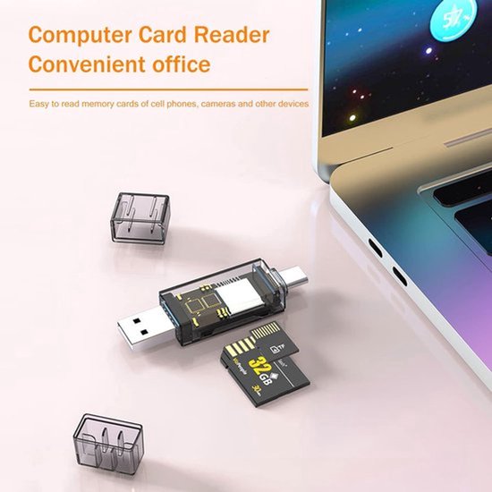 SD Kaartlezer – USB-C & USB 3.0 – MicroSD/SD/TF Card Reader – Plug & Play – Compact & Snel – Zwart-Ilumina Benelux