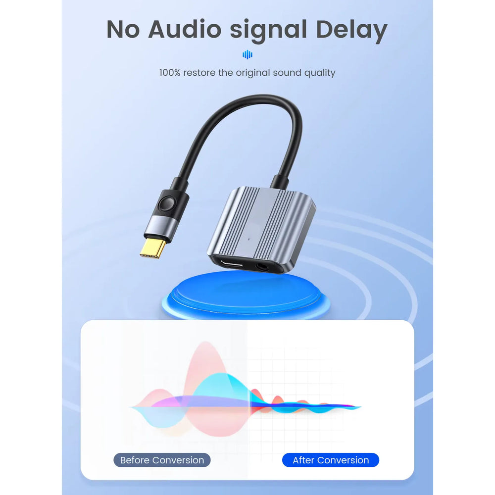 USB-C naar 3.5mm Jack + USB-C Oplaadadapter – Audio Splitter – AUX & Snelladen Tegelijk – Geschikt voor USB-C Smartphones, Tablets & Laptops-Ilumina Benelux