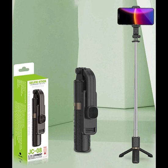 Selfie Stick Bluetooth – Tripod Statief – Met Afstandsbediening – Geschikt voor iPhone & Samsung – Zwart-Selfiesticks-Ilumina Benelux