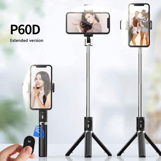 Selfie Stick Statief – 3-in-1 Bluetooth Monopod – Draadloze Afstandsbediening – Selfie Licht – Uitschuifbaar 360° Draaibaar-Selfiesticks-Ilumina Benelux