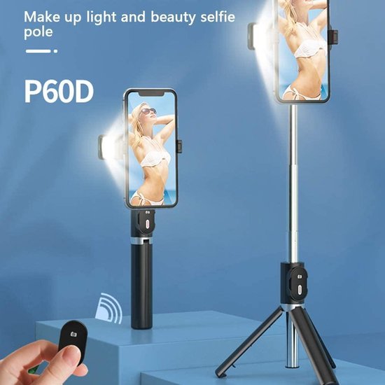 Selfie Stick Statief – 3-in-1 Bluetooth Monopod – Draadloze Afstandsbediening – Selfie Licht – Uitschuifbaar 360° Draaibaar-Selfiesticks-Ilumina Benelux