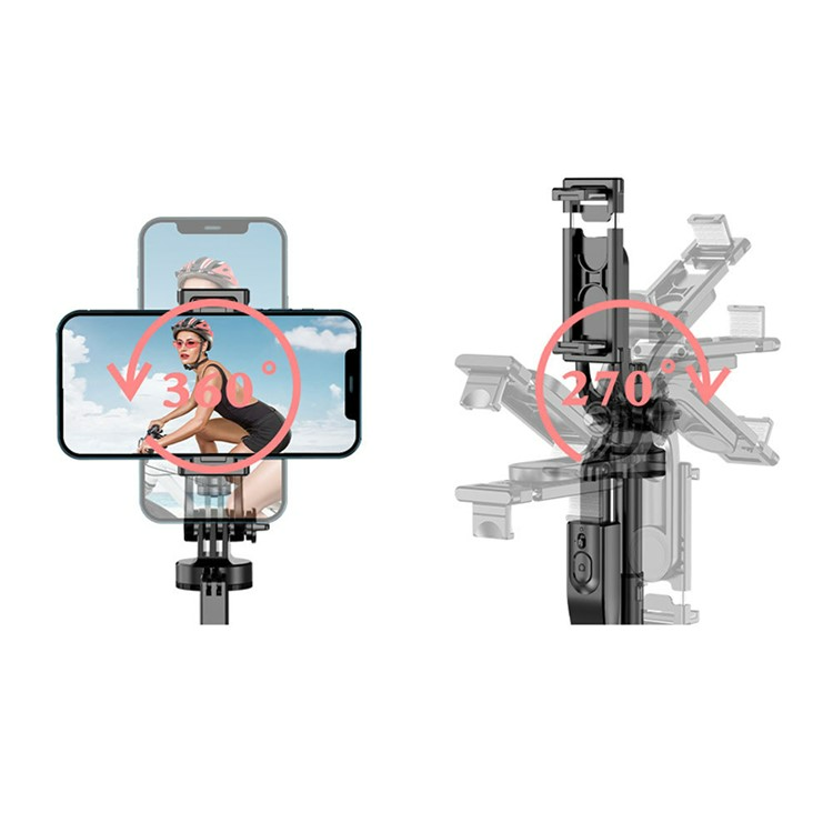 Selfie Stick Statief – Bluetooth Afstandsbediening – 153 cm Verstelbaar – 2-in-1 Gimbal Stabilizer – Geschikt voor Smartphone GoPro Camera – Zwart-Selfiesticks-Ilumina Benelux