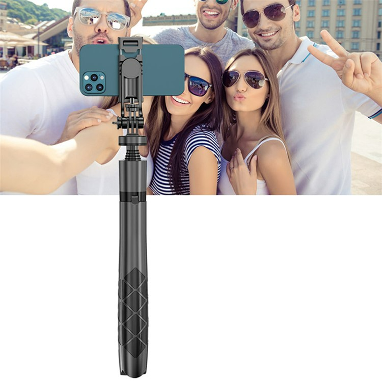 Selfie Stick Statief – Bluetooth Afstandsbediening – 153 cm Verstelbaar – 2-in-1 Gimbal Stabilizer – Geschikt voor Smartphone GoPro Camera – Zwart-Selfiesticks-Ilumina Benelux