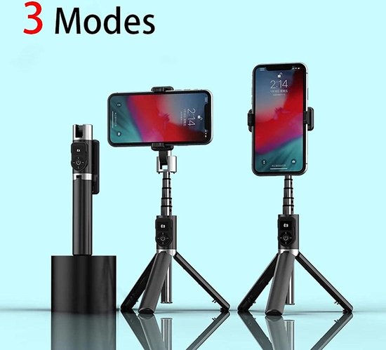 Selfie stick statief – Bluetooth afstandsbediening – 360° draaibaar – Uitschuifbaar – Zwart-Selfiesticks-Ilumina Benelux