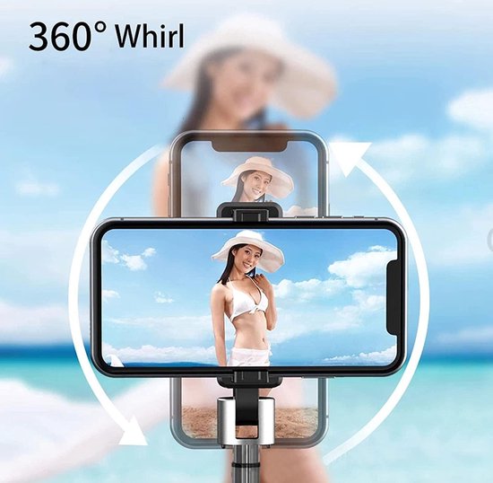 Selfie stick statief – Bluetooth afstandsbediening – 360° draaibaar – Uitschuifbaar – Zwart-Selfiesticks-Ilumina Benelux
